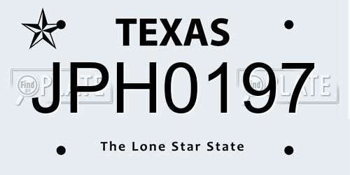 JPH0197 Texas License Plate