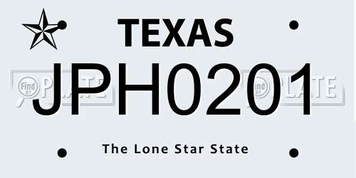 JPH0201 Texas License Plate
