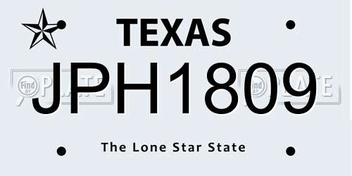 JPH1809 Texas License Plate