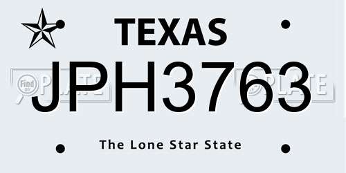 JPH3763 Texas License Plate