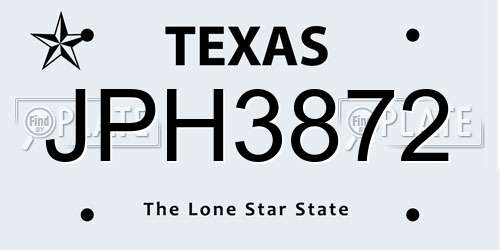 JPH3872 Texas License Plate