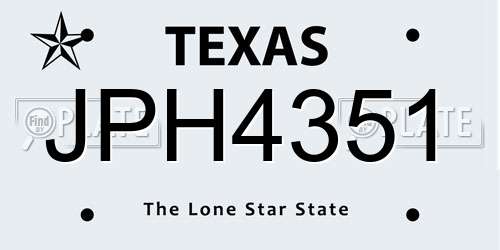 JPH4351 Texas License Plate