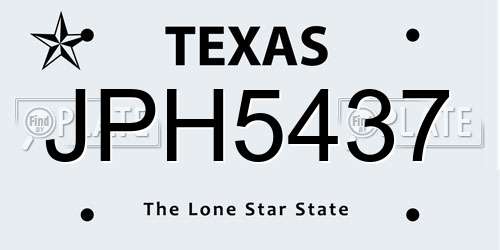 JPH5437 Texas License Plate