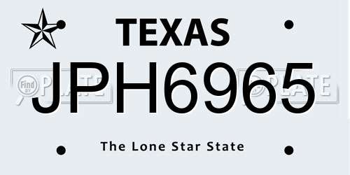 JPH6965 Texas License Plate