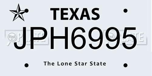 JPH6995 Texas License Plate