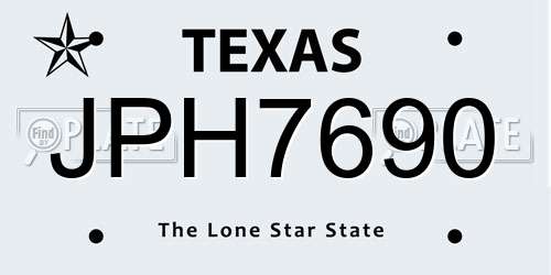 JPH7690 Texas License Plate