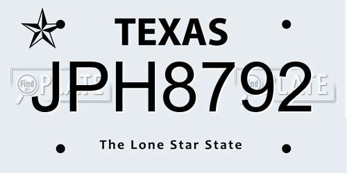 JPH8792 Texas License Plate