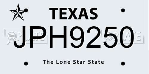 JPH9250 Texas License Plate
