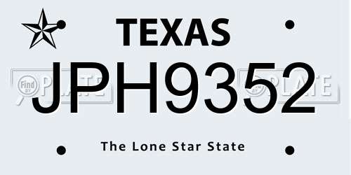 JPH9352 Texas License Plate