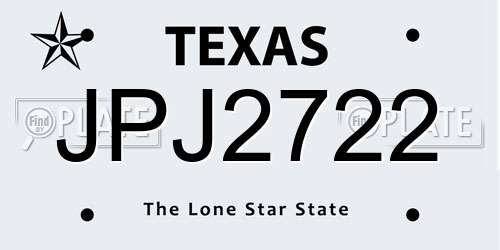 JPJ2722 Texas License Plate