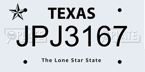 JPJ3167 Texas License Plate