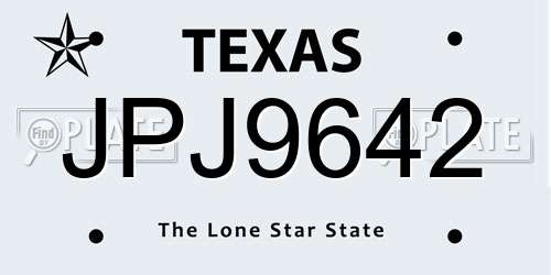 JPJ9642 Texas License Plate