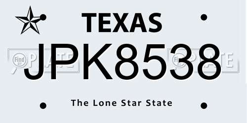 JPK8538 Texas License Plate