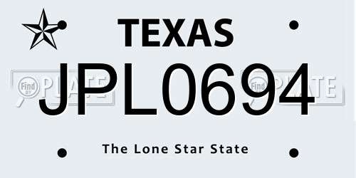 JPL0694 Texas License Plate