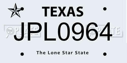 JPL0964 Texas License Plate