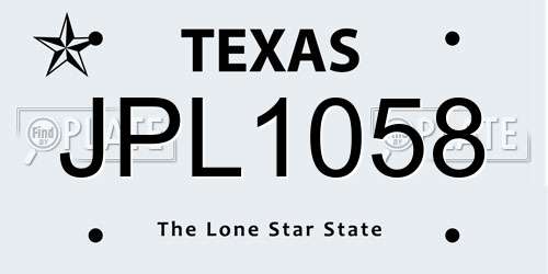 JPL1058 Texas License Plate