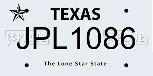 JPL1086 Texas License Plate