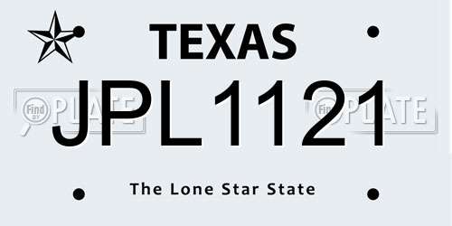 JPL1121 Texas License Plate