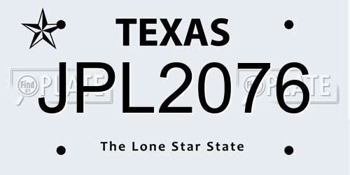 JPL2076 Texas License Plate