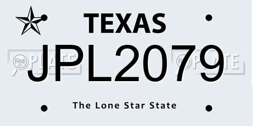 JPL2079 Texas License Plate