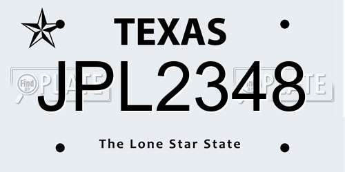 JPL2348 Texas License Plate