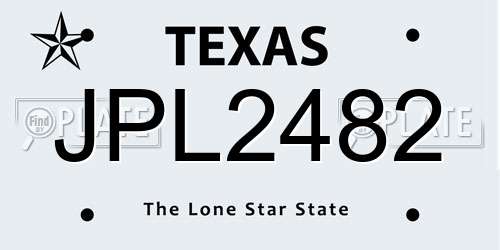 JPL2482 Texas License Plate