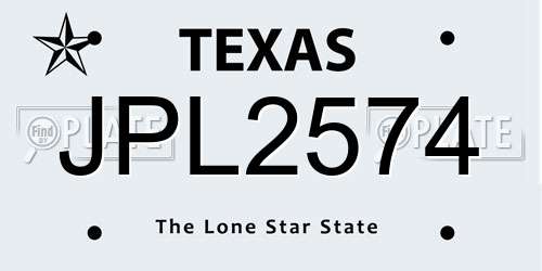 JPL2574 Texas License Plate
