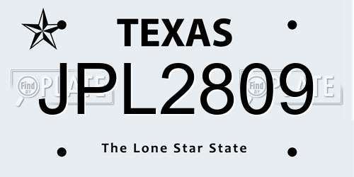 JPL2809 Texas License Plate