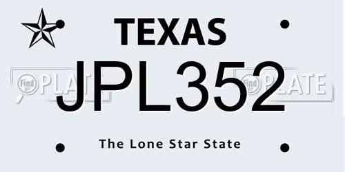 JPL352 Texas License Plate