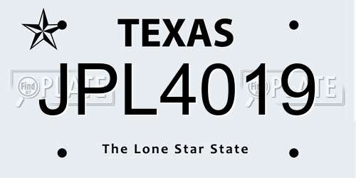 JPL4019 Texas License Plate