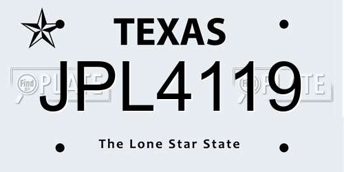 JPL4119 Texas License Plate