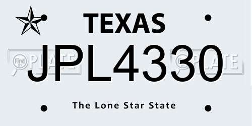 JPL4330 Texas License Plate