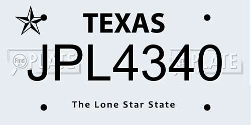 JPL4340 Texas License Plate