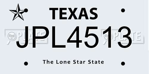 JPL4513 Texas License Plate
