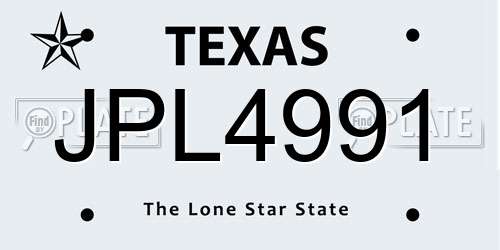 JPL4991 Texas License Plate