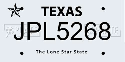 JPL5268 Texas License Plate