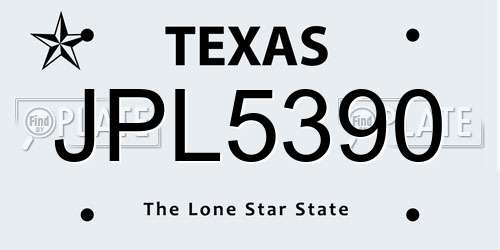 JPL5390 Texas License Plate
