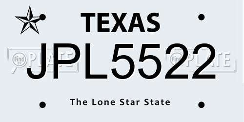 JPL5522 Texas License Plate
