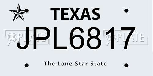 JPL6817 Texas License Plate