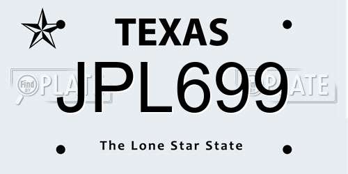 JPL699 Texas License Plate