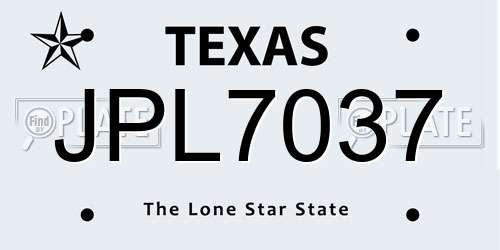 JPL7037 Texas License Plate