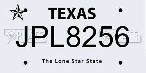 JPL8256 Texas License Plate