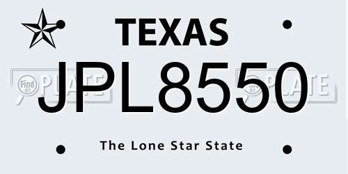 JPL8550 Texas License Plate