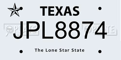 JPL8874 Texas License Plate