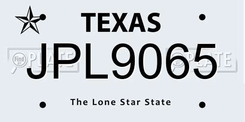 JPL9065 Texas License Plate