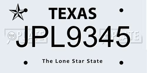 JPL9345 Texas License Plate