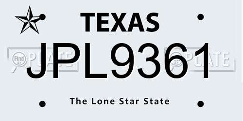 JPL9361 Texas License Plate
