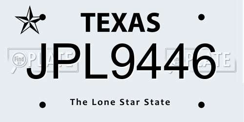 JPL9446 Texas License Plate