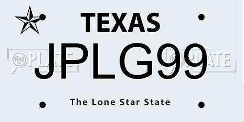 JPLG99 Texas License Plate