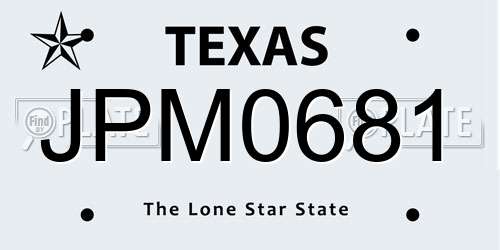 JPM0681 Texas License Plate